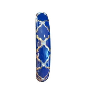 Blue and gold enamel bracelet with rhinestone detail and hinge